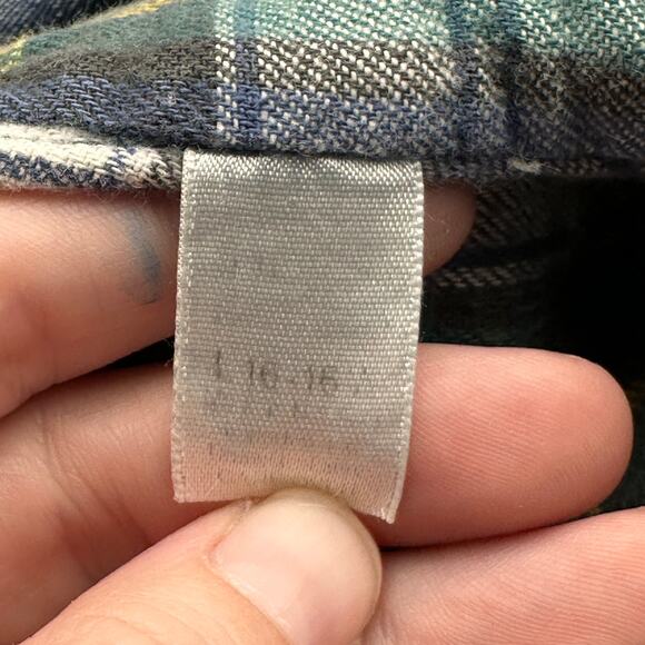 Vintage 90s LL Bean Flannel Lined Chambray Button Long Sleeve Shirt Mens Large - Picture 6 of 12